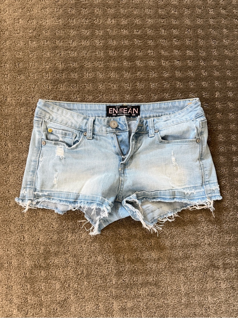 Light Blue Distressed Denim Shorts for Women